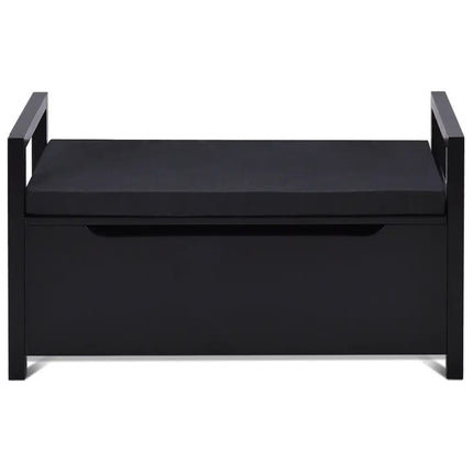34.5 Ã, 15.5 Ã, 19.5 Inch Shoe Storage Bench with Cushion Seat for Entryway-Black - Black - Shoe Racks & Storage Benches