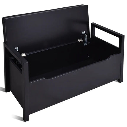 34.5 Ã, 15.5 Ã, 19.5 Inch Shoe Storage Bench with Cushion Seat for Entryway-Black - Black - Shoe Racks & Storage Benches