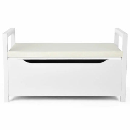 34.5 Ã, 15.5 Ã, 19.5 Inch Shoe Storage Bench with Cushion Seat for Entryway-White - White - Shoe Racks & Storage Benches