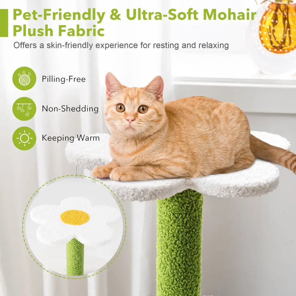34.5 Inch 4-Tier Cute Cat Tree with Jingling Balls and Condo-Blue - Blue - Cat Trees Condos & Scratchers