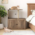 34.5 Inch Cat Tree with Litter Box Enclosure with Sisal Scratching Post and Mat-Gray - Gray - Cat Trees Condos &