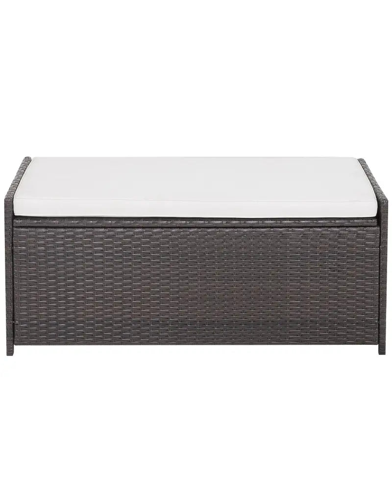 34 Gallon Patio Storage Bench with Seat Cushion and Zippered Liner - Brown - Garages