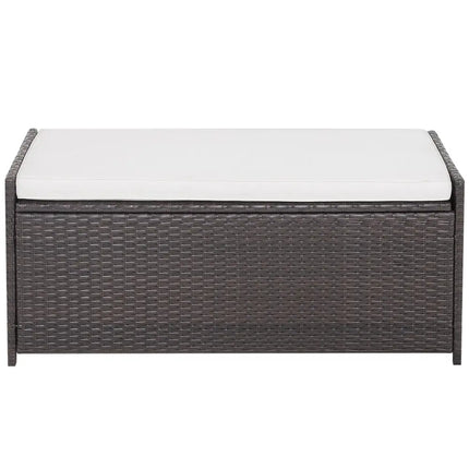 34 Gallon Patio Storage Bench with Seat Cushion and Zippered Liner - Brown - Garages