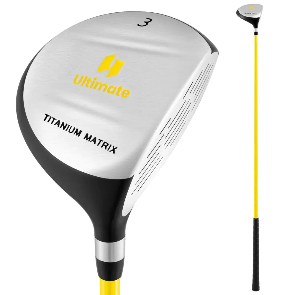 34 Inch 165CC Junior #3 Fairway Wood Golf Club with Fiberglass Shaft for Kids Ages 8-10-Yellow - Yellow - Golf