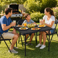 34 Inch Square Foldable Card Table with Carrying Handle-Black - Black - Picnic Tables