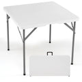 34 Inch Square Foldable Card Table with Carrying Handle-White - White - Picnic Tables