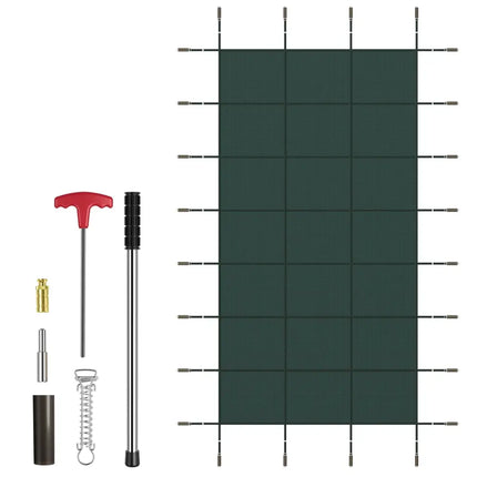 34 x 18 Feet Safety Pool Cover Fits 32 x16 Feet Inground Swimming Pools-Green - Green - Swimming Pools