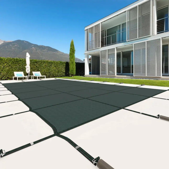 34 x 18 Feet Safety Pool Cover Fits 32 x16 Feet Inground Swimming Pools-Green - Green - Swimming Pools