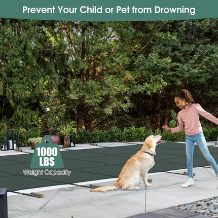34 x 18 Feet Safety Pool Cover Fits 32 x16 Feet Inground Swimming Pools-Green - Green - Swimming Pools