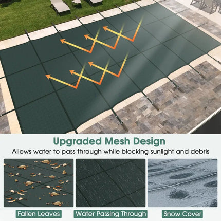 34 x 18 Feet Safety Pool Cover Fits 32 x16 Feet Inground Swimming Pools-Green - Green - Swimming Pools