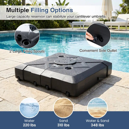 34’’ x 34’’ Cantilever Patio Umbrella Base with 4 Wheels - Outdoor Umbrella Bases