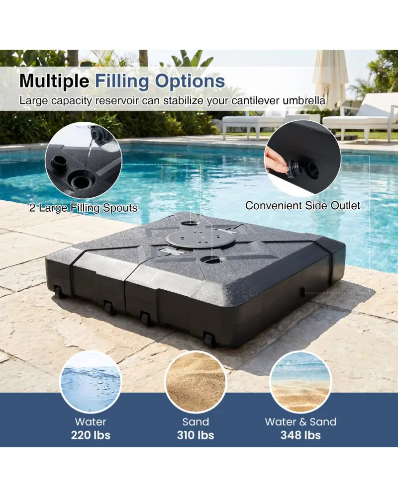 34’’ x 34’’ Cantilever Patio Umbrella Base with 4 Wheels - Outdoor Umbrella Bases