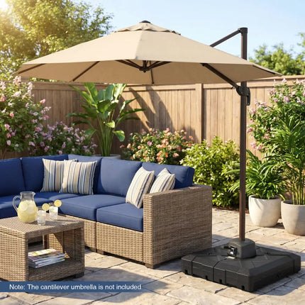 34’’ x 34’’ Cantilever Patio Umbrella Base with 4 Wheels - Outdoor Umbrella Bases