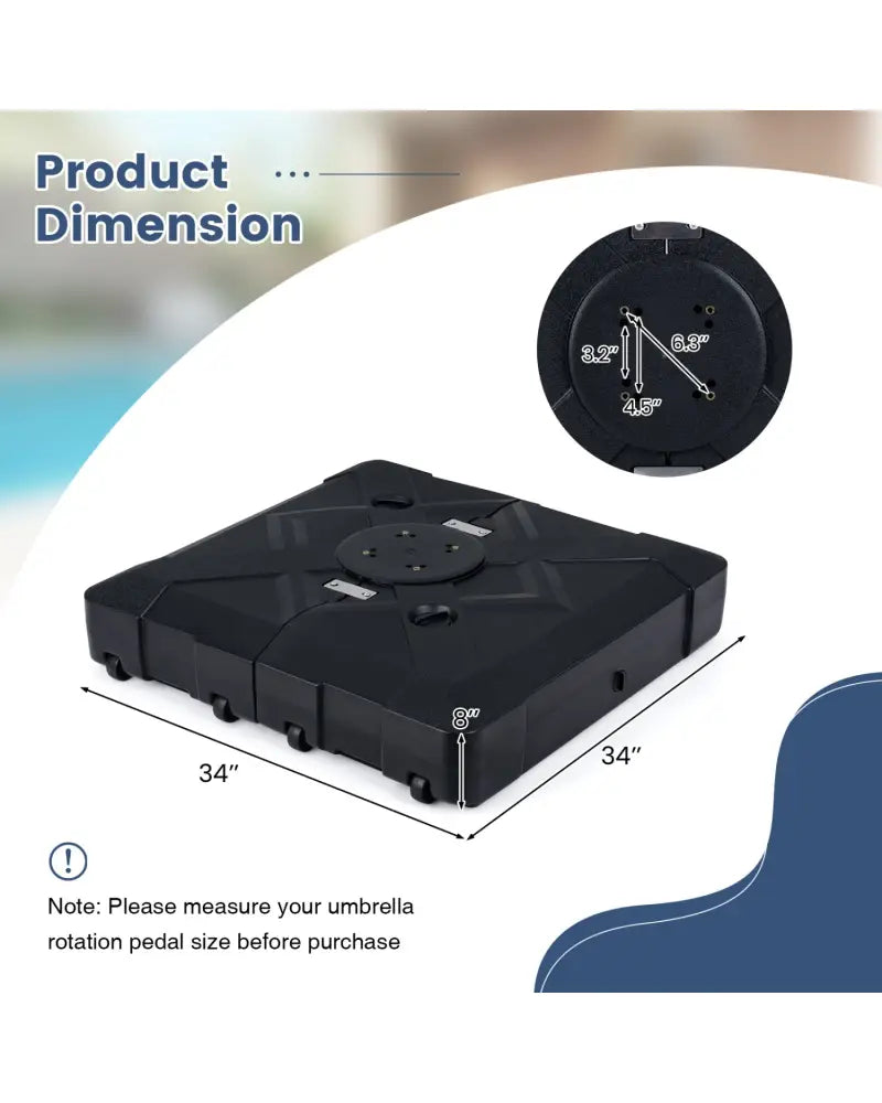 34’’ x 34’’ Cantilever Patio Umbrella Base with 4 Wheels - Outdoor Umbrella Bases