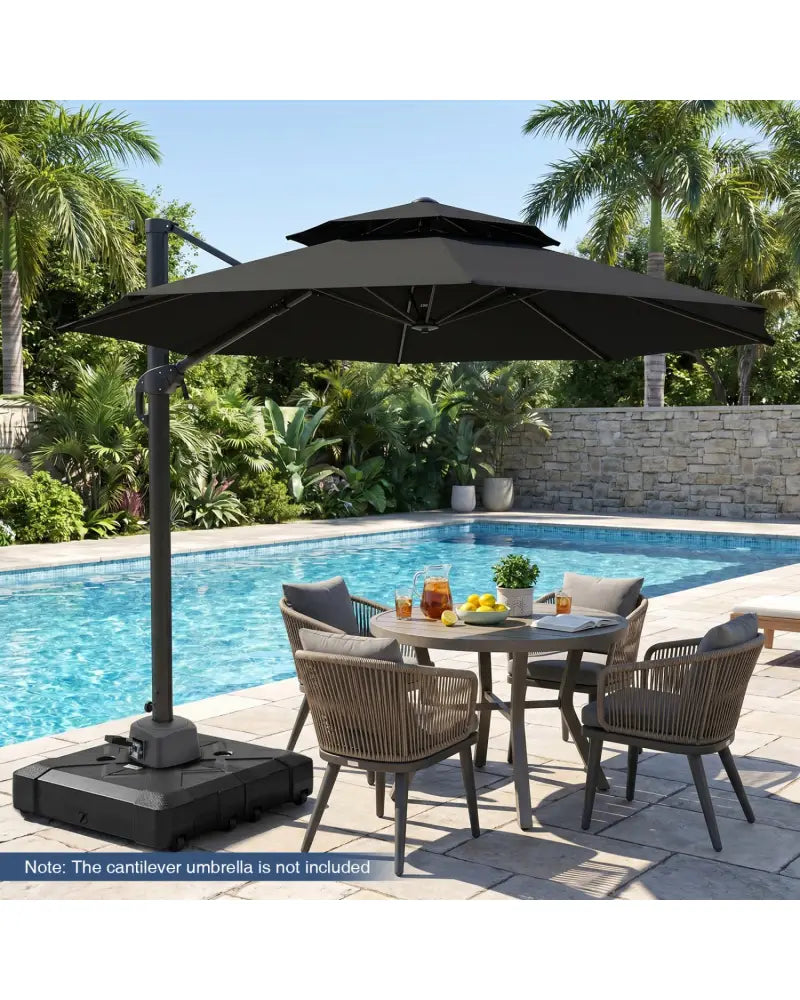 34’’ x 34’’ Cantilever Patio Umbrella Base with 4 Wheels - Outdoor Umbrella Bases