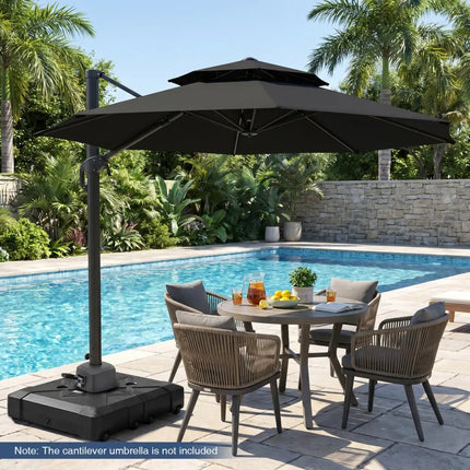 34’’ x 34’’ Cantilever Patio Umbrella Base with 4 Wheels - Outdoor Umbrella Bases