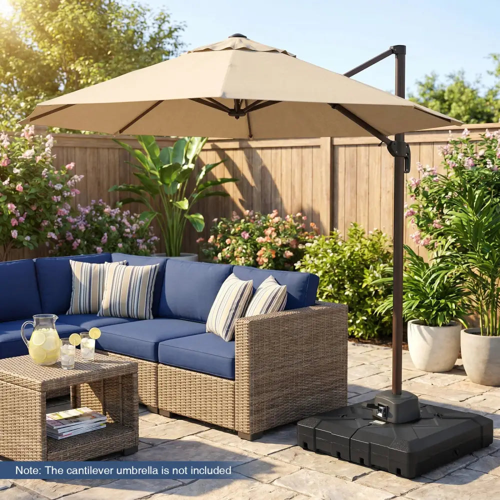 34’’ x 34’’ Cantilever Patio Umbrella Base with 4 Wheels - Outdoor Umbrella Bases