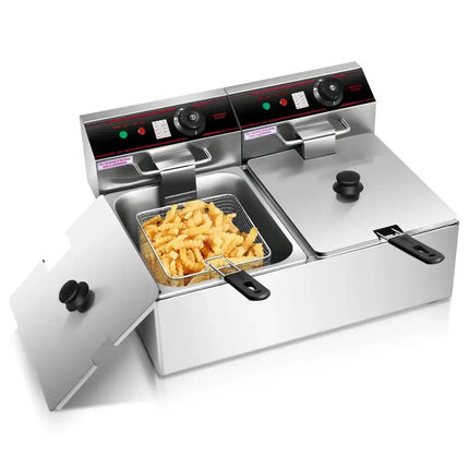 3400W Dual Tank Electric Countertop Deep Fryer Costway