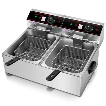 3400W Dual Tank Electric Countertop Deep Fryer Costway