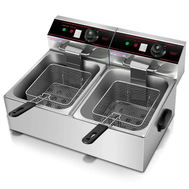3400W Dual Tank Electric Countertop Deep Fryer Costway