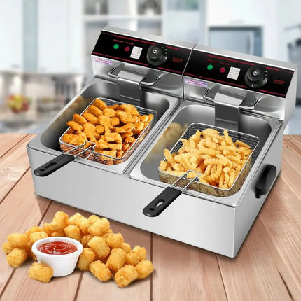 3400W Dual Tank Electric Countertop Deep Fryer Costway