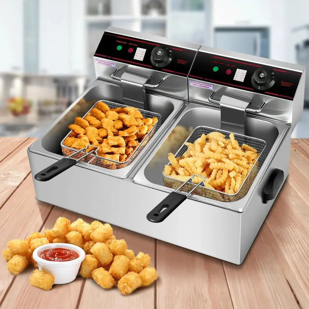 3400W Dual Tank Electric Countertop Deep Fryer Costway