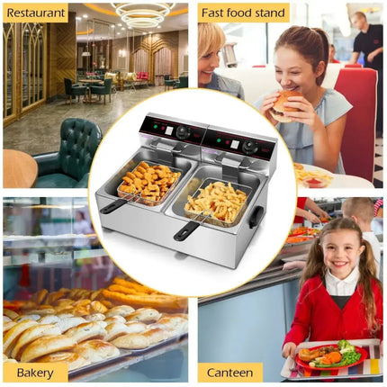 3400W Dual Tank Electric Countertop Deep Fryer Costway