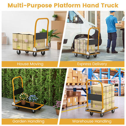 Platform Cart Dolly Foldable Warehouse Push Hand Truck-Black