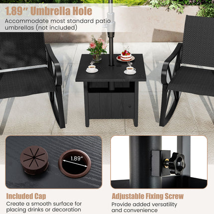 Outdoor Side Table with 1.89" Umbrella Hole Patio Umbrella Table Base Stand-Black