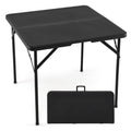 34 Inch Square Foldable Card Table with Carrying Handle-Black