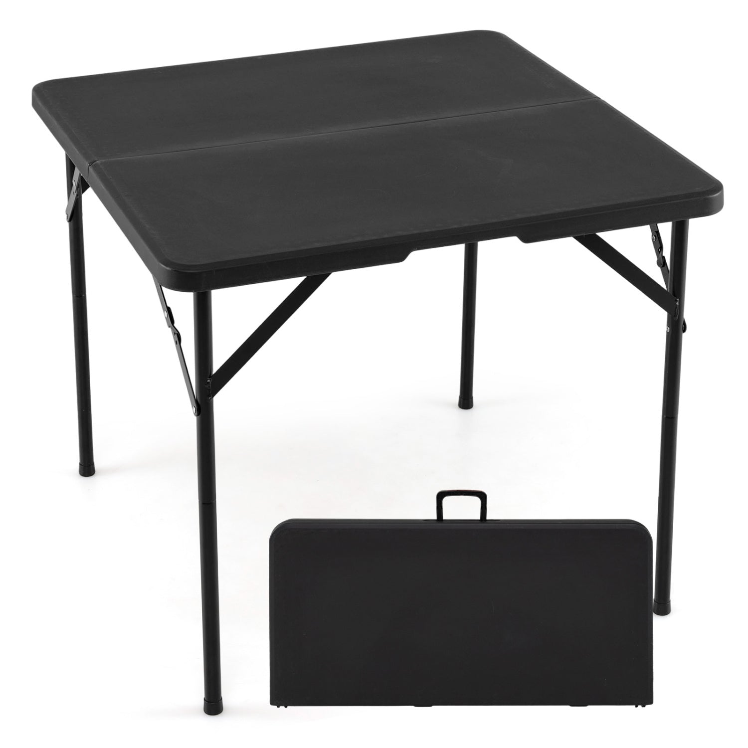 34 Inch Square Foldable Card Table with Carrying Handle-Black