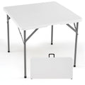 34 Inch Square Foldable Card Table with Carrying Handle-White