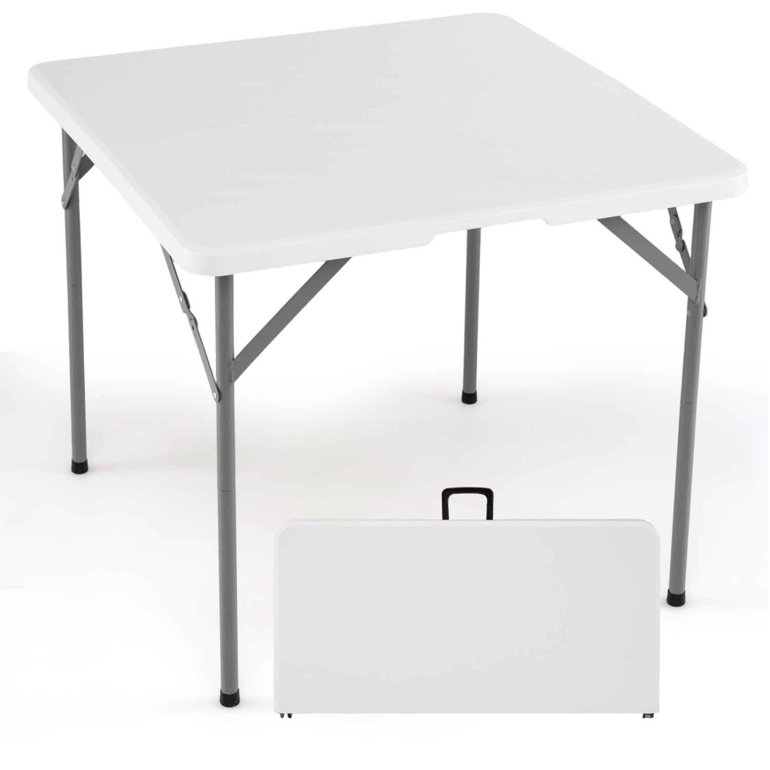 34 Inch Square Foldable Card Table with Carrying Handle-White