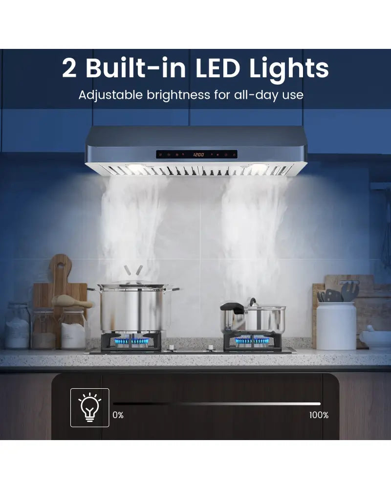 35.5/29.5 Inch Under Cabinet Range Hood 900 CFM Kitchen Vent with 4 Fan Speed-29.5 inches - Silver - Kitchen Appliances