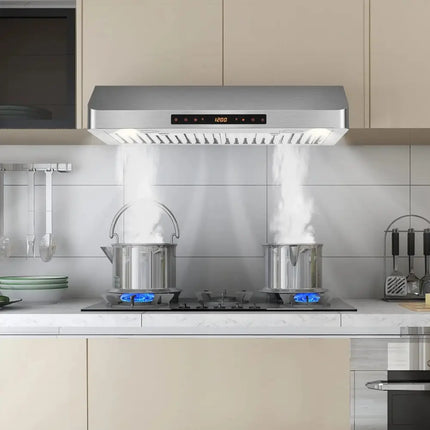 35.5/29.5 Inch Under Cabinet Range Hood 900 CFM Kitchen Vent with 4 Fan Speed-29.5 inches Costway