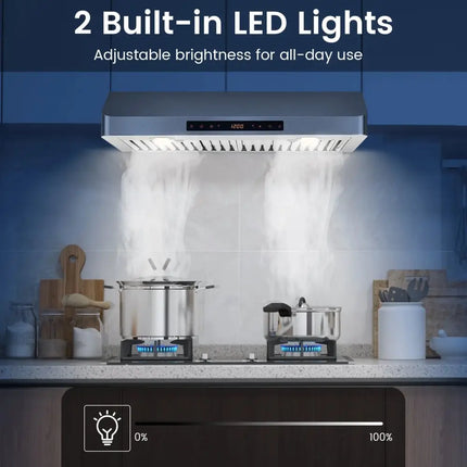 35.5/29.5 Inch Under Cabinet Range Hood 900 CFM Kitchen Vent with 4 Fan Speed-29.5 inches Costway