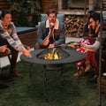 35.5 Feet Patio Fire Pit Dining Table With Cooking BBQ Grate - Black - Fire Pits