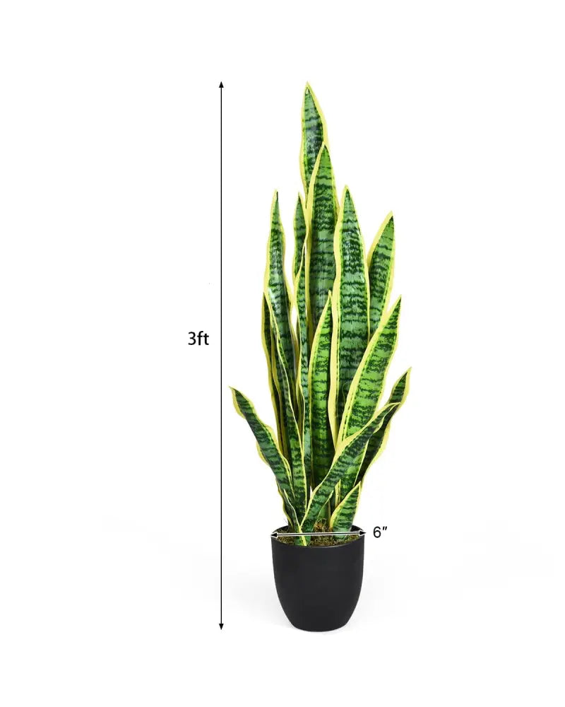 35.5 Inch Indoor-Outdoor Decoration Fake Artificial Snake Plant - Green - Faux Plants