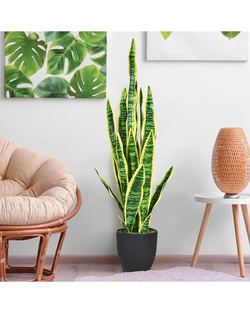 35.5 Inch Indoor-Outdoor Decoration Fake Artificial Snake Plant - Green - Faux Plants