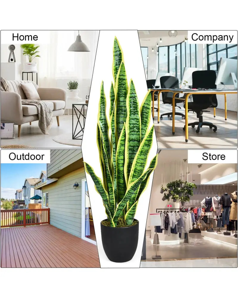 35.5 Inch Indoor-Outdoor Decoration Fake Artificial Snake Plant - Green - Faux Plants