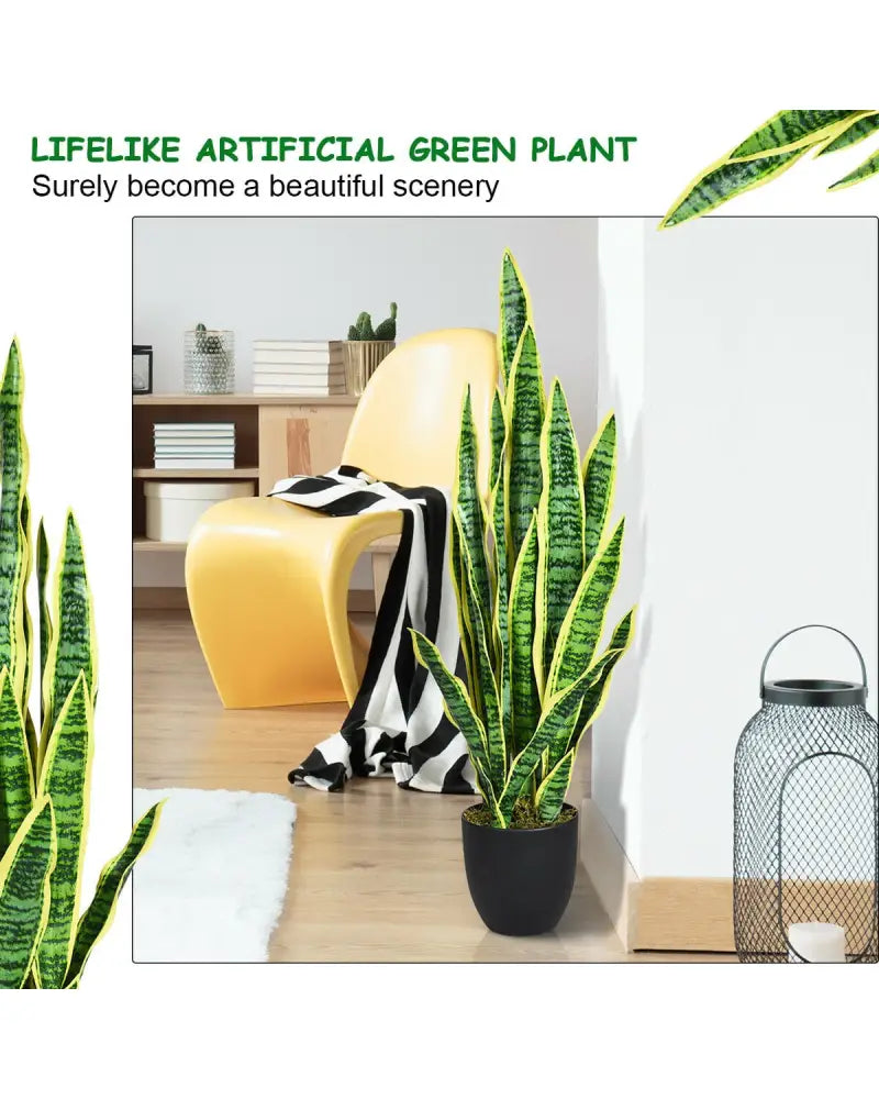 35.5 Inch Indoor-Outdoor Decoration Fake Artificial Snake Plant - Green - Faux Plants