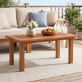 35.5 Inch Outdoor Modern Rectangular Coffee Table with Slatted Top for Backyard - Patio Coffee Tables