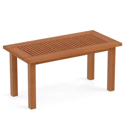 35.5 Inch Outdoor Modern Rectangular Coffee Table with Slatted Top for Backyard - Patio Coffee Tables