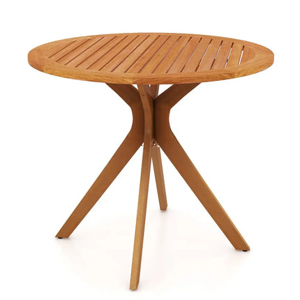 35.5 Inch Patio Wood Dining Table with Slatted Tabletop and Curved Legs - Patio Dining Tables