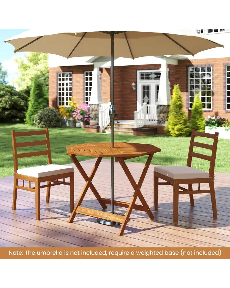 35.5 Inch Solid Wood Patio Dining Table Octagon Table with 1.97 Inch Umbrella Hole - Patio Dining Tables