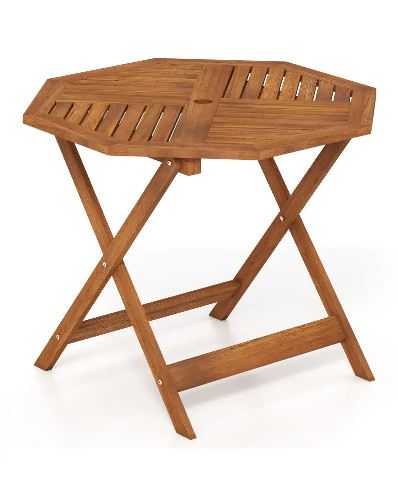 35.5 Inch Solid Wood Patio Dining Table Octagon Table with 1.97 Inch Umbrella Hole - Patio Dining Tables
