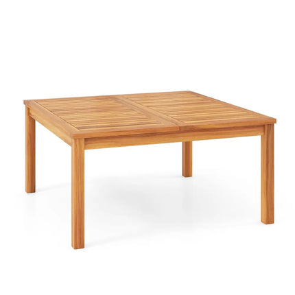 35.5 Inches Patio Solid Acacia Wood Coffee Table Side Table - Natural - Patio Coffee Tables