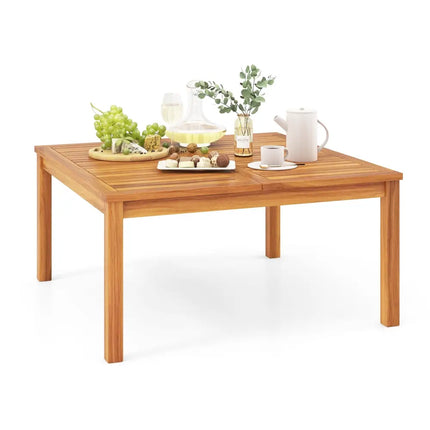 35.5 Inches Patio Solid Acacia Wood Coffee Table Side Table - Natural - Patio Coffee Tables