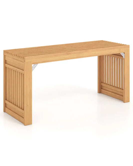 35.5’’ Indoor Bamboo Bench with Solid Widened Legs and Slatted Design for Entryway-Natural - Natural - Shoe Racks &