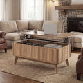35.5’’ Rectangle Wooden Fluted Lift Top Coffee Table-Walnut - Walnut - Coffee Tables